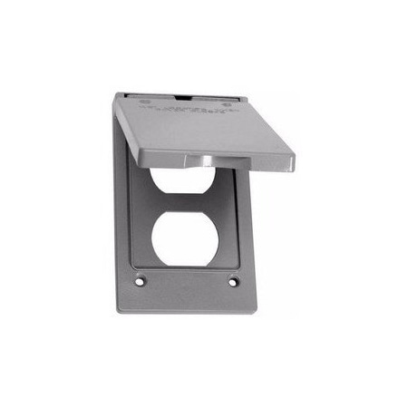 Crouse-Hinds Weatherproof Cover, Outlet Box Type, 1 Gang, Die-Cast Aluminum, Duplex Receptacle Cover Type TP7199